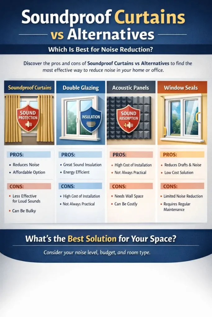 Soundproof Curtains vs Alternatives: Windows, Acoustic Panels, Double-Glazing — What’s Best? Soundproof Curtains vs Alternatives